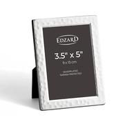 Edzard Silver Plated Photo Frame 3.5"x5" Pavia, Non-Tarnishing, High Gloss Finish, Real Glass Front & Premium Velvet Back, Portrait or Landscape Display - Elegant Wedding Gift