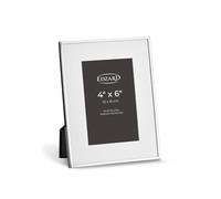Edzard Silver Plated Photo Frame 4"x6" (10x15 cm) Rimini, Non-Tarnishing, High Gloss Finish, Real Glass Front & Premium Velvet Back, Portrait or Landscape Display - Elegant Wedding Gift