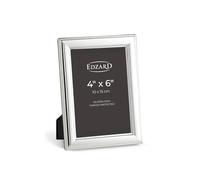 Edzard Silver Plated Photo Frame 4"x6" (10x15 cm) Siena, Non-Tarnishing, High Gloss Finish, Real Glass Front & Premium Velvet Back, Portrait or Landscape Display - Elegant Wedding Gift