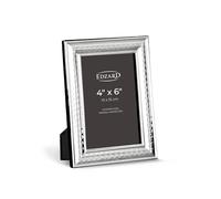 EDZARD Urbino Photo Frame for 10 x 15 cm, Elegant, Silver Tarnish Resistant, Velvet Backing, 2 Hanging Hooks for Free Standing and Hanging