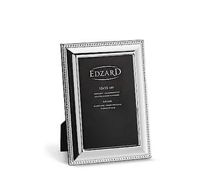Edzard Silver Plated Photo Frame 4"x6" Inch (10x15 cm) Perla, Non-Tarnishing, High Gloss Finish, Real Glass Front & Premium Velvet Back, Portrait or Landscape Display - Elegant Wedding Gift