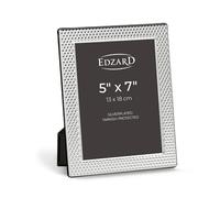Edzard Silver Plated Photo Frame 5"x7" (13x18 cm) Barletta, Non-Tarnishing, High Gloss Finish, Real Glass Front & Premium Velvet Back, Portrait or Landscape Display - Elegant Wedding Gift