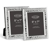 Edzard Silver Plated Photo Frame 5"x7" (13x18 cm) Gubbio, Non-Tarnishing, High Gloss Finish, Real Glass Front & Premium Velvet Back, Portrait or Landscape Display - Elegant Wedding Gift