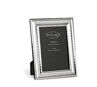 Edzard Silver Plated Photo Frame 5"x7" (13x18 cm) Urbino, Non-Tarnishing, High Gloss Finish, Real Glass Front & Premium Velvet Back, Portrait or Landscape Display - Elegant Wedding Gift
