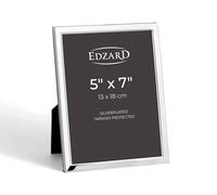 EDZARD Silver Plated Photo Frame Bergamo 7"x5" (13x18 cm) Non-Tarnishing