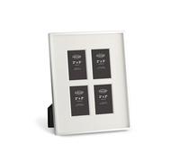EDZARD Silver Plated Photo Frame Collage Napoli 2"x3.1" (5x8 cm) | Silver Frame for 4 Photos 2"x3.1", Non-Tarnishing, Velvet Back, 2 Hangers, Freestanding & Wall Hanging, Picture Frame