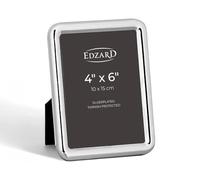 EDZARD Silver Plated Photo Frame Como 6"x4" (10x15 cm) Non-Tarnishing | Silver Frame for 4"x6" Photos, Velvet Back, 2 Hangers, Freestanding & Wall Hanging, Picture Frame, Portrait Frame