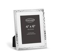 Edzard Silver Plated Photo Frame 4"x6" (10x15 cm) Fano, Non-Tarnishing, High Gloss Finish, Real Glass Front & Premium Velvet Back, Portrait or Landscape Display - Elegant Wedding Gift