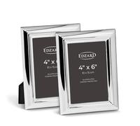 EDZARD Silver Plated Photo Frame Florence Set of 2 6"x4" Non-Tarnishing | Silver Frame for 4"x6" Photos, Velvet Back, 2 Hangers Each, Freestanding & Wall Hanging, Picture Frame, Wedding Gift