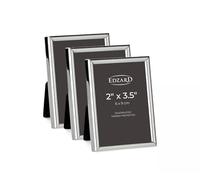 EDZARD Silver Plated Photo Frame Genua Set of 3 2.4"x3.5" Non-Tarnishing
