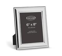 Edzard Silver Plated Photo Frame Sunset 6"x8" (15x20 cm), High Gloss Finish, Real Glass Front & Premium Velvet Back, Portrait or Landscape Display