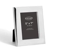 Edzard Silver Plated Photo Frame 5"x7" (13x18 cm) Udine, Non-Tarnishing, High Gloss Finish, Real Glass Front & Premium Velvet Back, Portrait or Landscape Display - Elegant Wedding Gift
