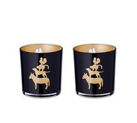 EDZARD Tea Light Holder Bremen Town Musicians Set of 2 (H 8 cm, Ø 7 cm) | Bremen town musicians, glows gold in candlelight, for standard tealights, tealight glass, table decoration