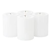 EDZARD Tea Light Holder Cornelius Set of 4 (H 8 cm, Ø 6 cm), White | looks like a real pillar candle, never burns down, no wax stains, for tealight candles, 100 % recyclable polyethylene