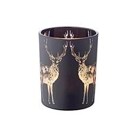 EDZARD Tealight holder stag, black glass, height 5,1 in