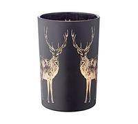 EDZARD Tealight holder stag, black glass, height 7,1 in