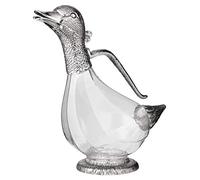 EDZARD Wine Decanter Duck Daisy (H 26 cm, 0.9 L), Silver Plated Parts | duck shape with pour spout, tarnish resistant, decanter carafe for red wine, table decor, gift idea