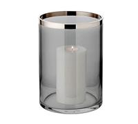 EDZARD Zeus Lantern Height 25 cm, Diameter 18 cm, Dark Crystal Glass with Platinum Edge
