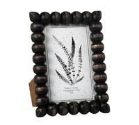 EDZZEL Handcrafted 4x6 Distressed Wood Bobbin Picture Frame - Rustic Black Bead Photo Frame - Vintage Decorative Tabletop Display for Farmhouse Home Décor