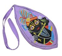 EDZZEL Hare Krishna Embroidered Bag Jaap Bag Cotton Bead Bag/Japa Mala Bag/Jholi/Chanting Bag/Meditation with Zip Pocket, Standard size, Crystal, No Gemstone
