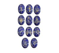 EDZZEL Lapis Lazuli Engraved K-ARUNA Oval Reiki Symbol Crystal Stones 11 PCS (1 Set)