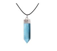 EDZZEL Natural Angelite 6 sided Point Pendant With Velvet Pouch (1 Pcs)