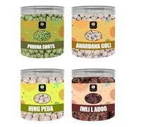 EDZZEL Natural Pudina Shots | Anardana Goli | Hing Peda | Imli Ladoo 3.52 OZ (100 gm) | PACK OF 4 Combo