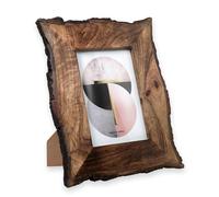 EDZZEL Rustic Live Edge Genuine Wood Picture Frame, 5x7 Handcrafted Natural Bark Edge Photo Frame, Vertical & Horizontal Tabletop Display, Farmhouse Log Cabin Home Decor, Made in India