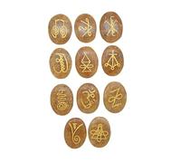 EDZZEL Yellow Citrine Engraved K-ARUNA Oval Reiki Symbol Crystal Stones 11 PCS (1 Set)