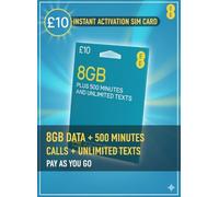 EE £10 Pay as You Go SIM Card - 8GB Data, 500 UK Minutes & Unlimited Texts - No Contract, 4G/5G Ready, Fast UK Network, Easy Activation