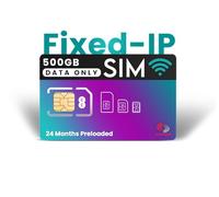 EE 500GB 5G Fixed-IP Data Sim - Perfect for industrial sensors, surveillance cameras, POS systems, remote access devices, and IoT devices - Preloaded 4G & 5G Monthly Data (24 Months)