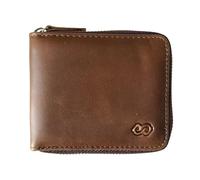EE Men's Leather Zipper Wallet RFID Blocking Zip Around Wallet Bifold Multi Card Holder Purse, Brown63, Classic