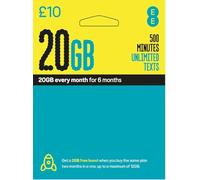 EE PAYG £10 Data Sim Includes £10 pre-paid credit, 20GB Data, 500 Minutes and Unlimited Texts (EE £10-20GB)