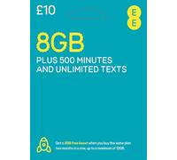 EE PAYG £10 Data Sim Includes £10 pre-paid credit, 8GB Data, 500 Minutes and Unlimited Texts
