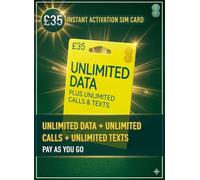 EE SIM Card UK Unlimited Data | Pay As You Go SIM | £35 Credit Included | Unlimited Internet, Calls & Texts | 5G Ready | No Contract SIM UK | Preloaded SIM Card