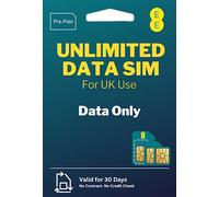 EE Unlimited Data SIM Card Preloaded for 30 Days. Prepaid, not Pay as You go or a Contract. Comes with Unlimited Data. All on the UK's biggest 5G and 4G Network.