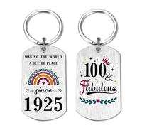EE&YU 100th Birthday Gifts for Women - Happy 100th Year Old Birthday Keyring, 100 Fabulous for Her Female, Making the World A Better Place Since 1925