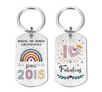 EE&YU 10th Birthday Gifts for Girls - 10 Year Old Birthday Keyring for Her, Making the World a Better Place Since 2015, 10 Fabulous Presents
