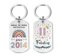 EE&YU 11th Birthday Gifts for Girls - 11 Year Old Birthday Keyring for Her, Making the World a Better Place Since 2014, 11 Fabulous for Daughter