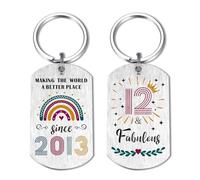 EE&YU 12th Birthday Gifts for Girls - 12 Year Old Birthday Keyring for Her, Making the World a Better Place Since 2013, 12 Fabulous Presents
