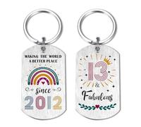 EE&YU 13th Birthday Gifts for Girls - Happy 13 Year Old Birthday Keyring for Her, 13 Fabulous Presents, Making the World a Better Place Since 2012