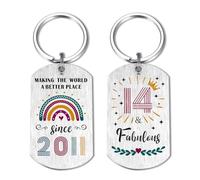 EE&YU 14th Birthday Gifts for Girls - 14 Year Old Birthday Keyring for Her, 14 Fabulous Presents, Making the World a Better Place Since 2011