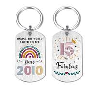EE&YU 15th Birthday Gifts for Girls - 15 Year Old Birthday Keyring for Her, 15 Fabulous Presents, Making the World a Better Place Since 2010
