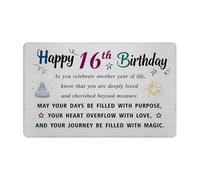 EE&YU 16th Birthday Card for Girls Boys - Happy 16th Birthday Gifts for Son Daughter, Sweet 16 Card for Her Him, Personalised 16 Years Old Present