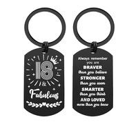 EE&YU 18th Birthday Gifts for Girls Boys - Happy 18 Year Old Birthday Keychain for Women Men Her Him, 2007 Bday Gifts, Son Daughter 18 Fabulous Present