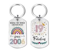 EE&YU 19th Birthday Gifts for Women - 19 Year Old Birthday Keyring for Female, 19 Fabulous Presents for Her, Making the World a Better Place Since 2006