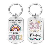 EE&YU 23rd Birthday Gifts for Her - Personalised 23 Year Old Birthday Keyring, 23 Fabulous Presents for Women, Making the World a Better Place Since 2002