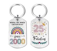 EE&YU 25th Birthday Gifts for Women - 25 Year Old Birthday Keyring for Her, 25 Fabulous Presents, Making the World a Better Place Since 2000