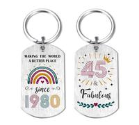 EE&YU 45th Birthday Gifts for Women - 45 Year Old Birthday Keyring for Her, 45 Fabulous Presents for Female, Making the World a Better Place Since 1980