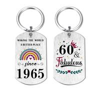 EE&YU 60th Birthday Gifts for Women - Happy 60 Year Old Birthday Keyring for Her, 60 Fabulous Presents for Sister Ladies, Making the World a Better Place Since 1965